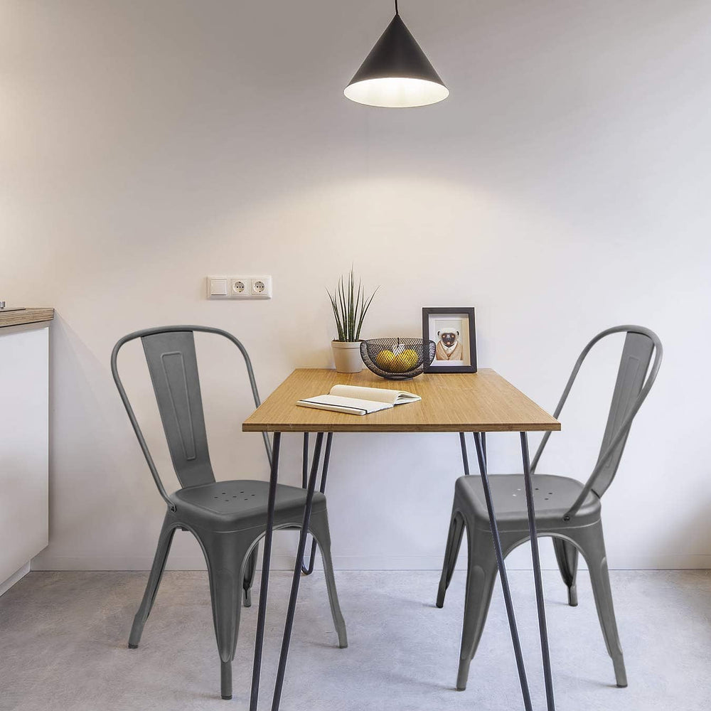 Furmax Metal Dining Chair Indoor-Outdoor Use Stackable Classic Trattoria Chai...