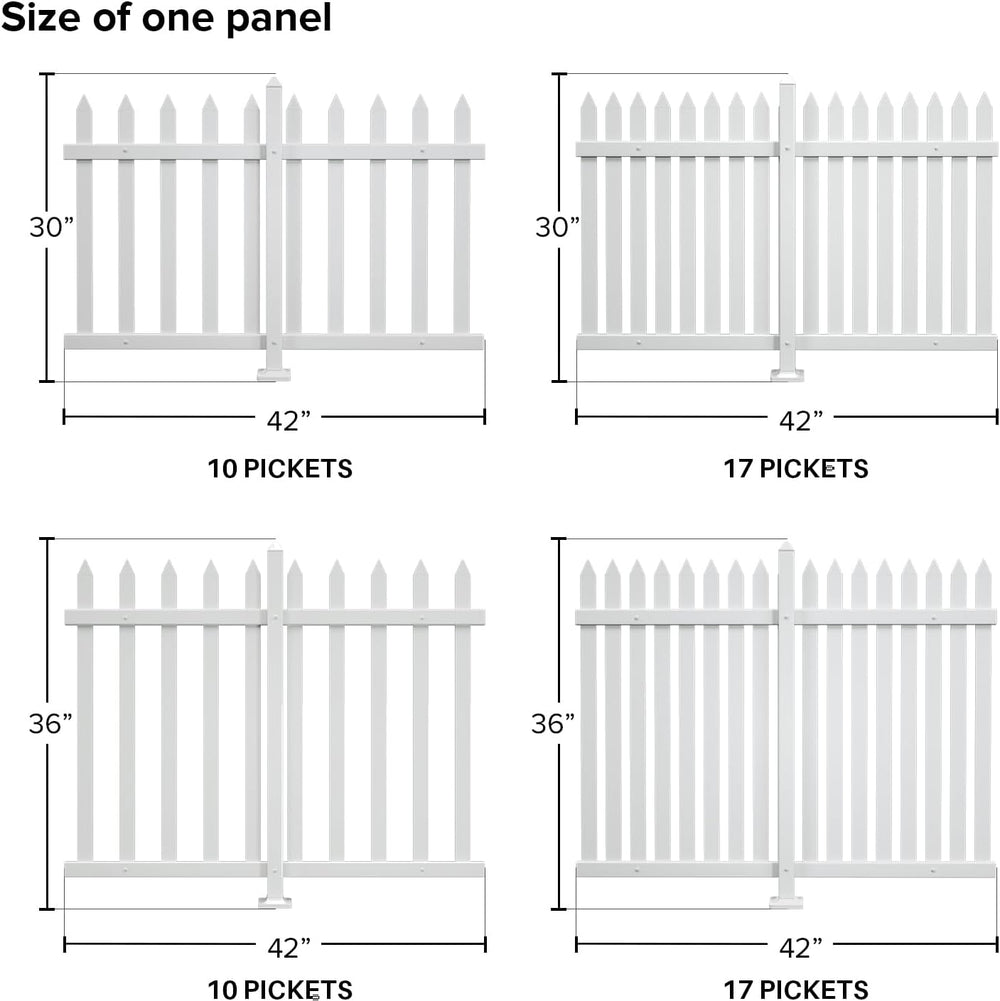 1 Set Vinyl Picket Fence Panels White 84''Wx36''H PVC Decorat...