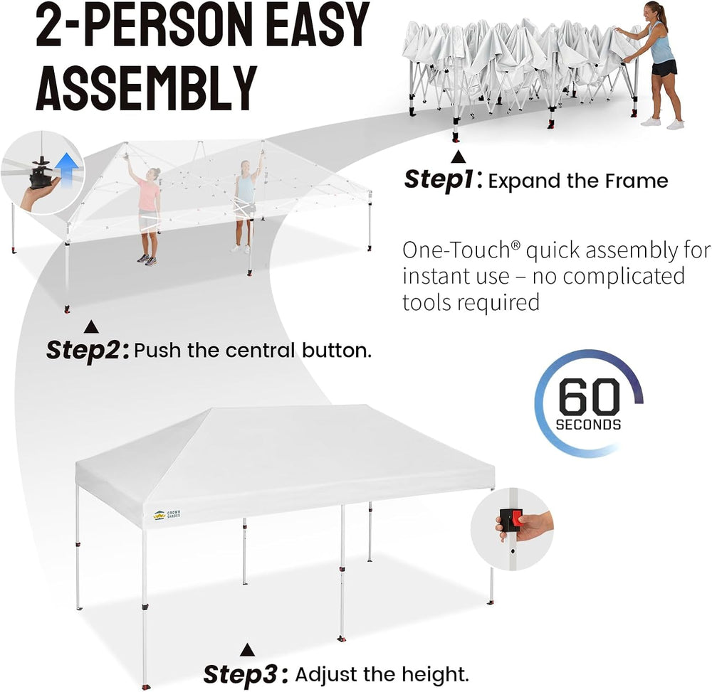CROWN SHADES 10x20 Pop Up Canopy Tent, Event Shelter,White