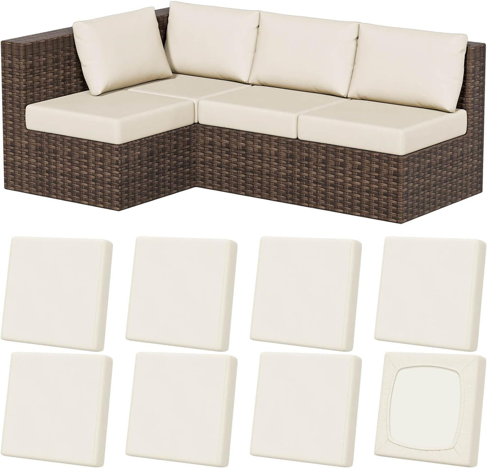 8Pcs Outdoor Cushion Covers, Stretch Patio Furniture Couch Chair Slipcovers