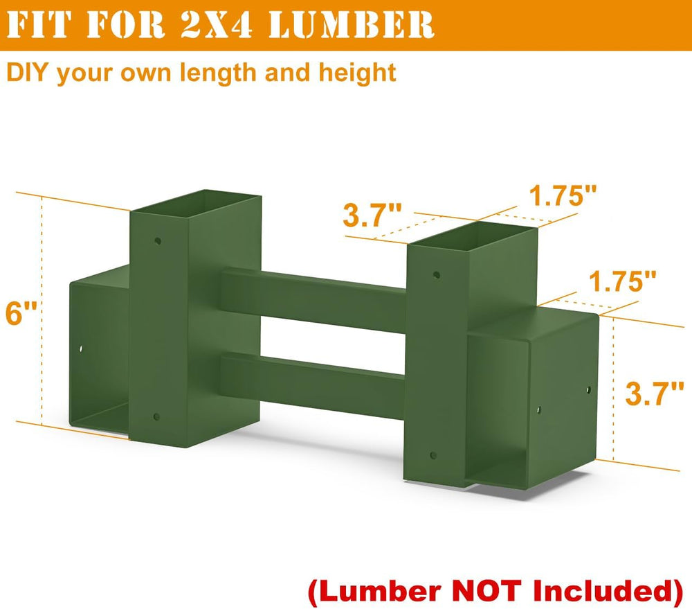 Outdoor Firewood Brackets Fire Wood Rack for 2x4 lumber, Green