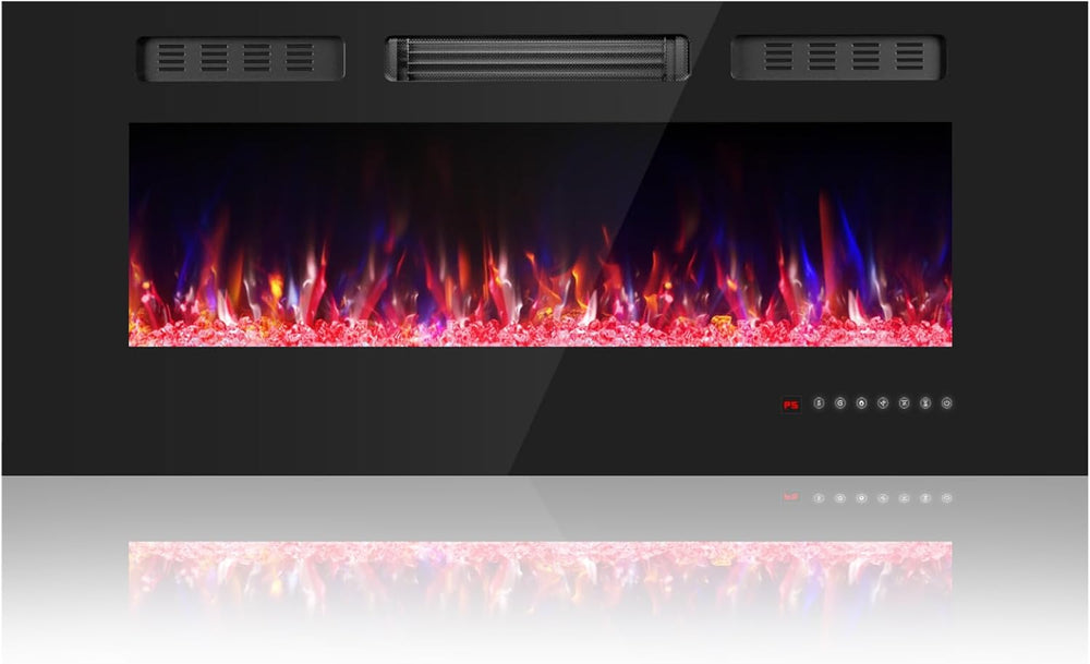 42 Inch Electric Fireplace with Crystal, Electric Fireplaces Insert, Wall Mou...