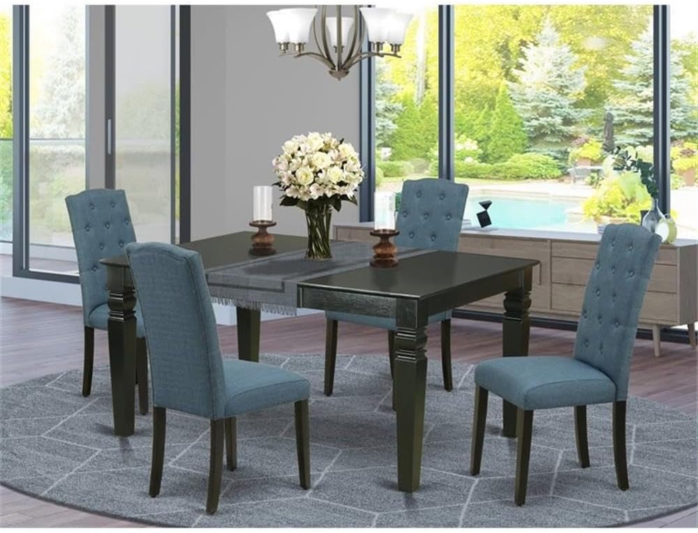 East West Furniture WECE5-BLK-21 5 Piece Dining Room Set Includes a Rectangle...
