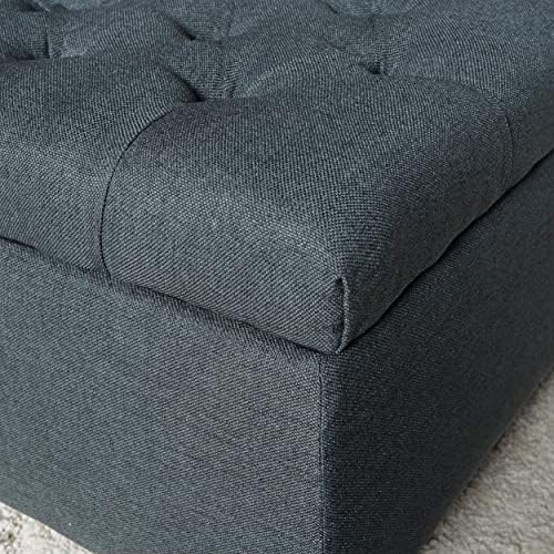 Christopher Knight Home Ottilie Fabric Storage Ottoman, Dark Grey Dimensions:...
