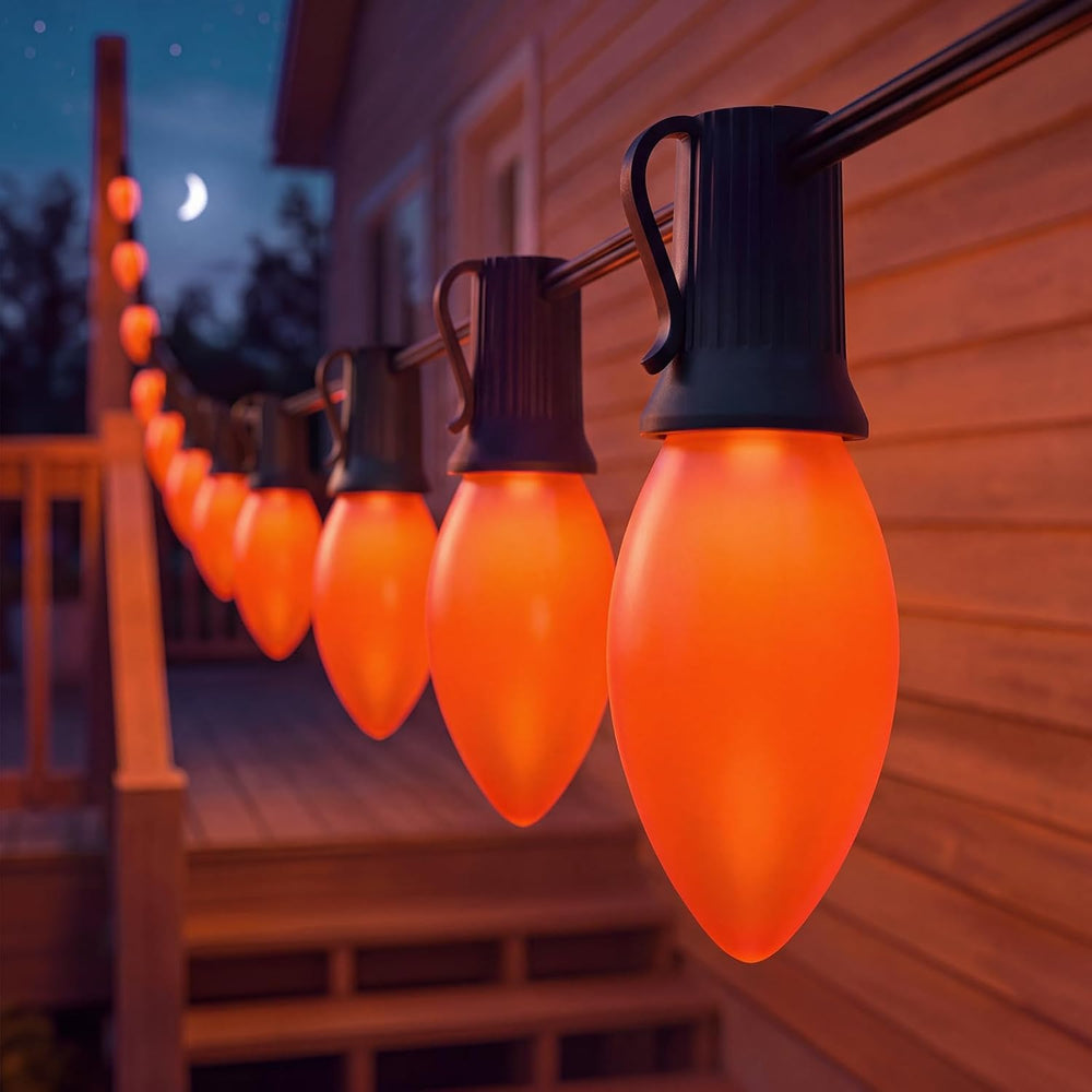 SUNSGNE C9 LED Halloween Orange String Lights 25FT Outdoor String Lights with...