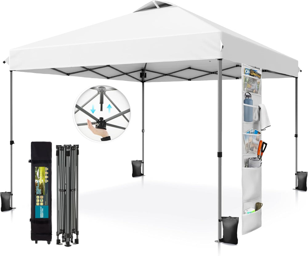 PHI VILLA 10x10 Pop Up Canopy Tent, One Push Easy Set Instant Shade Tents