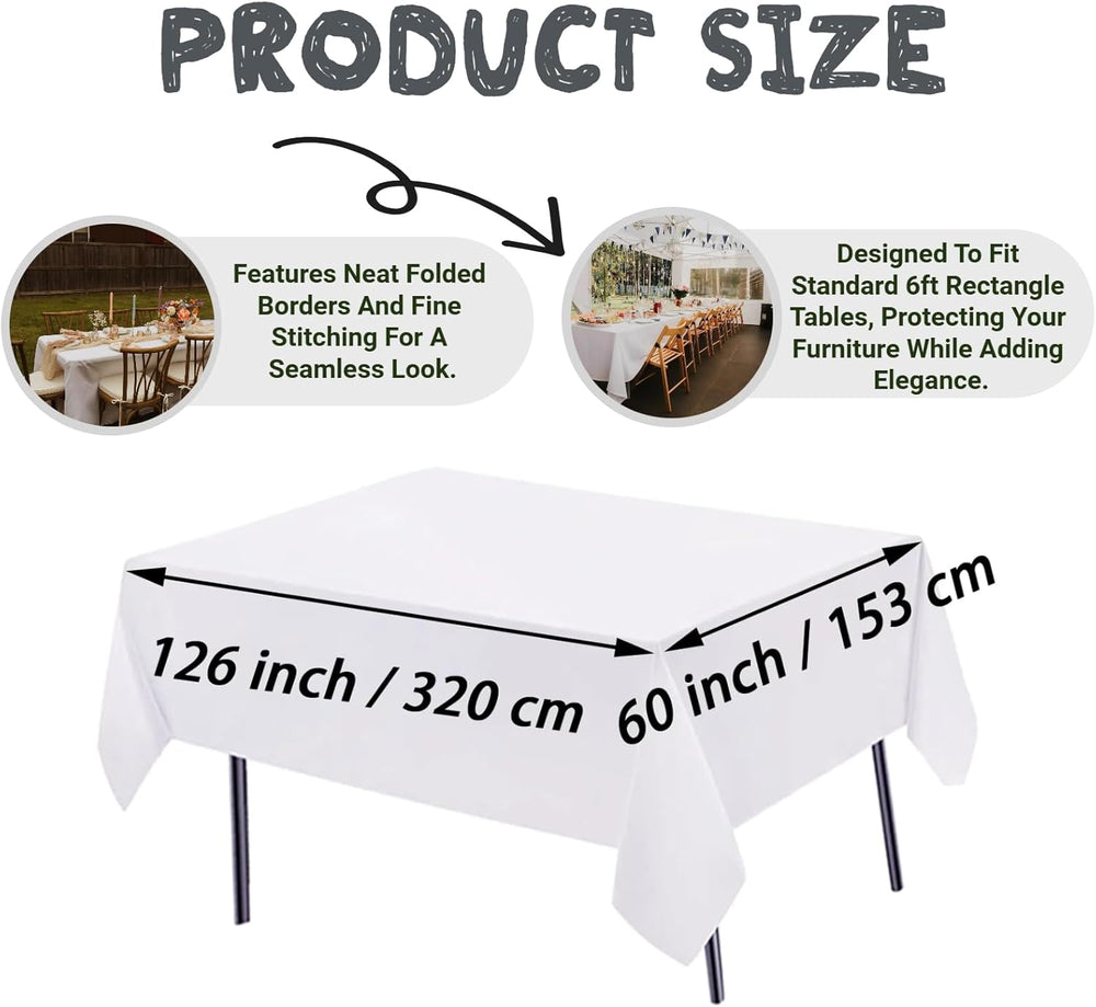 10 Pack White Table Cloth Rectangle Table Cloths for 8 Foot Rectangle Tables ...