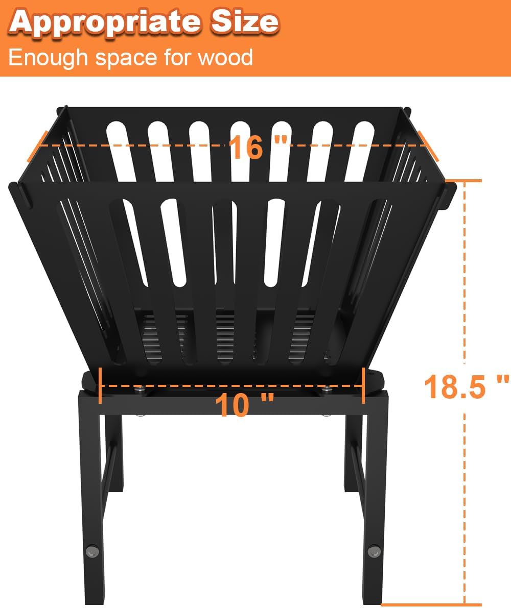 Mondazie 17’’ Portable Fire Pit with Storage Bag, Trapezoid Vertical Hollow