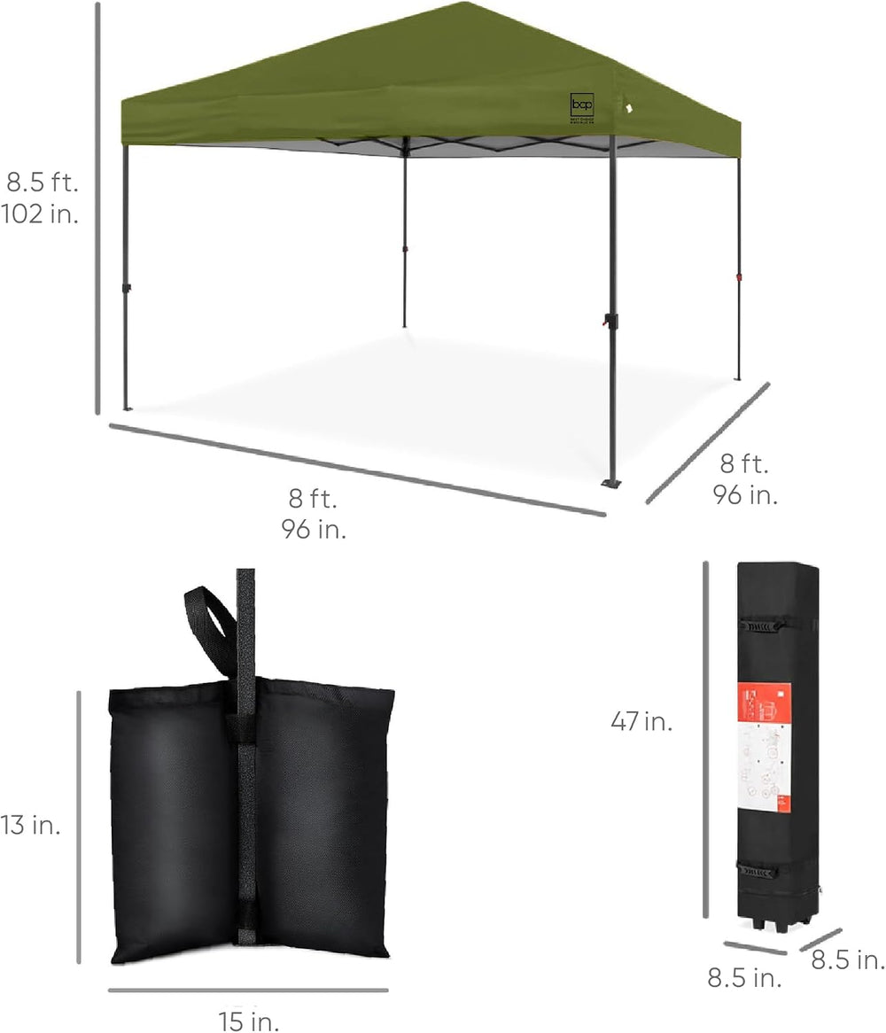 Best Choice Products 8x8ft Pop Up Canopy Tent, Outdoor Shade, 1 Person 1 Minu...