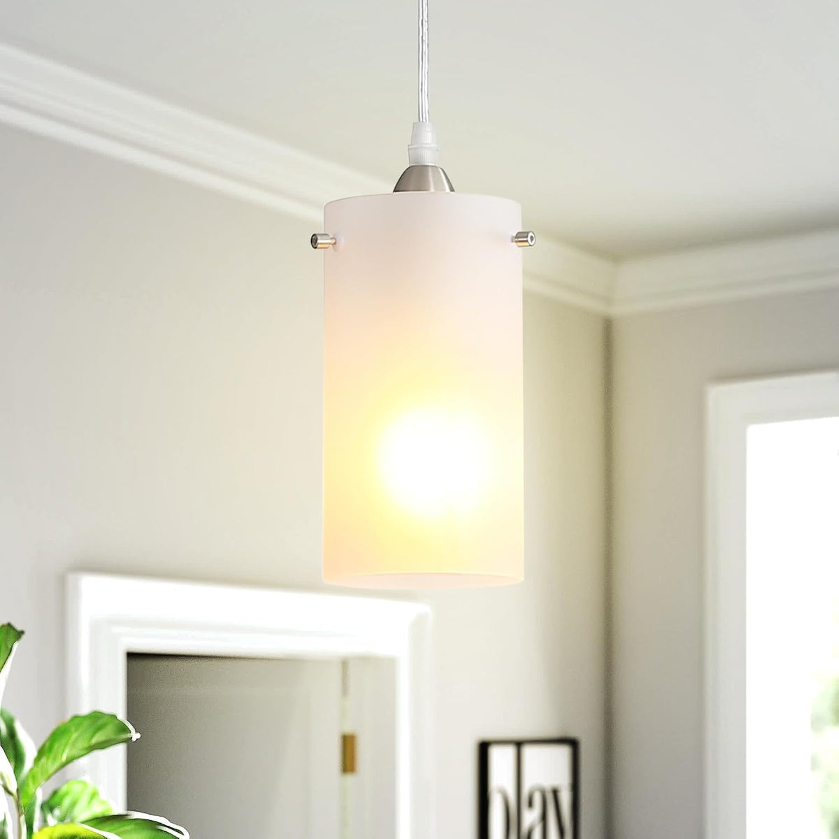 1-light mini pendant light fixtures, modern chandelier hanging shown in use