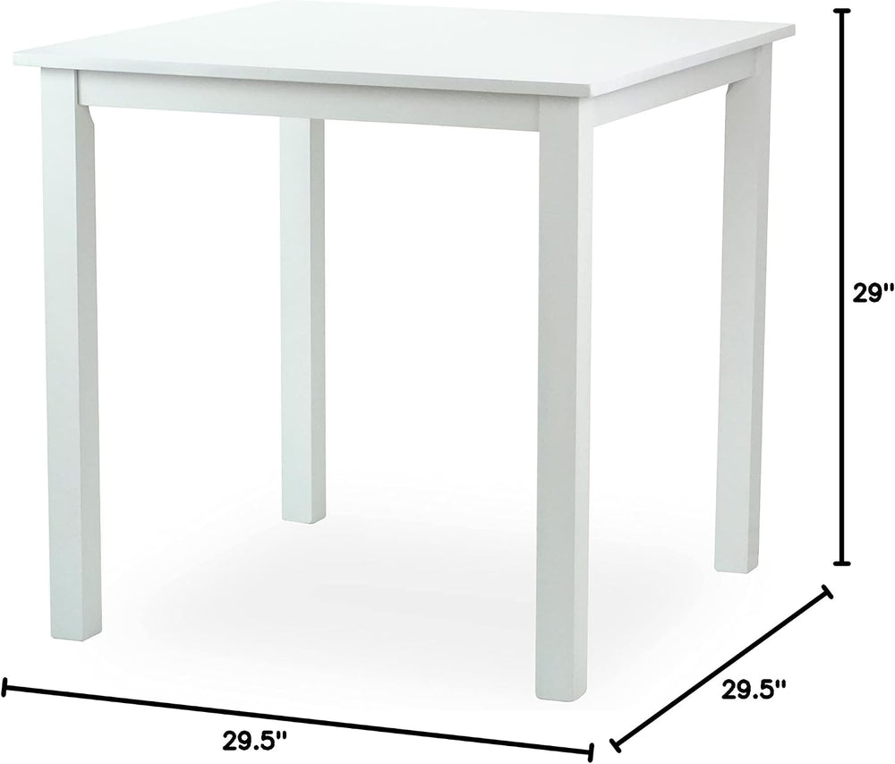 Dining Square Kitchen Table Contemporary Design Solid Wooden in White Finish