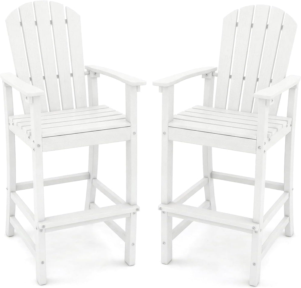 GIANTEX Set of 2 HDPE Outdoor Bar Stools, All Weather Tall Adirondack Chair w...