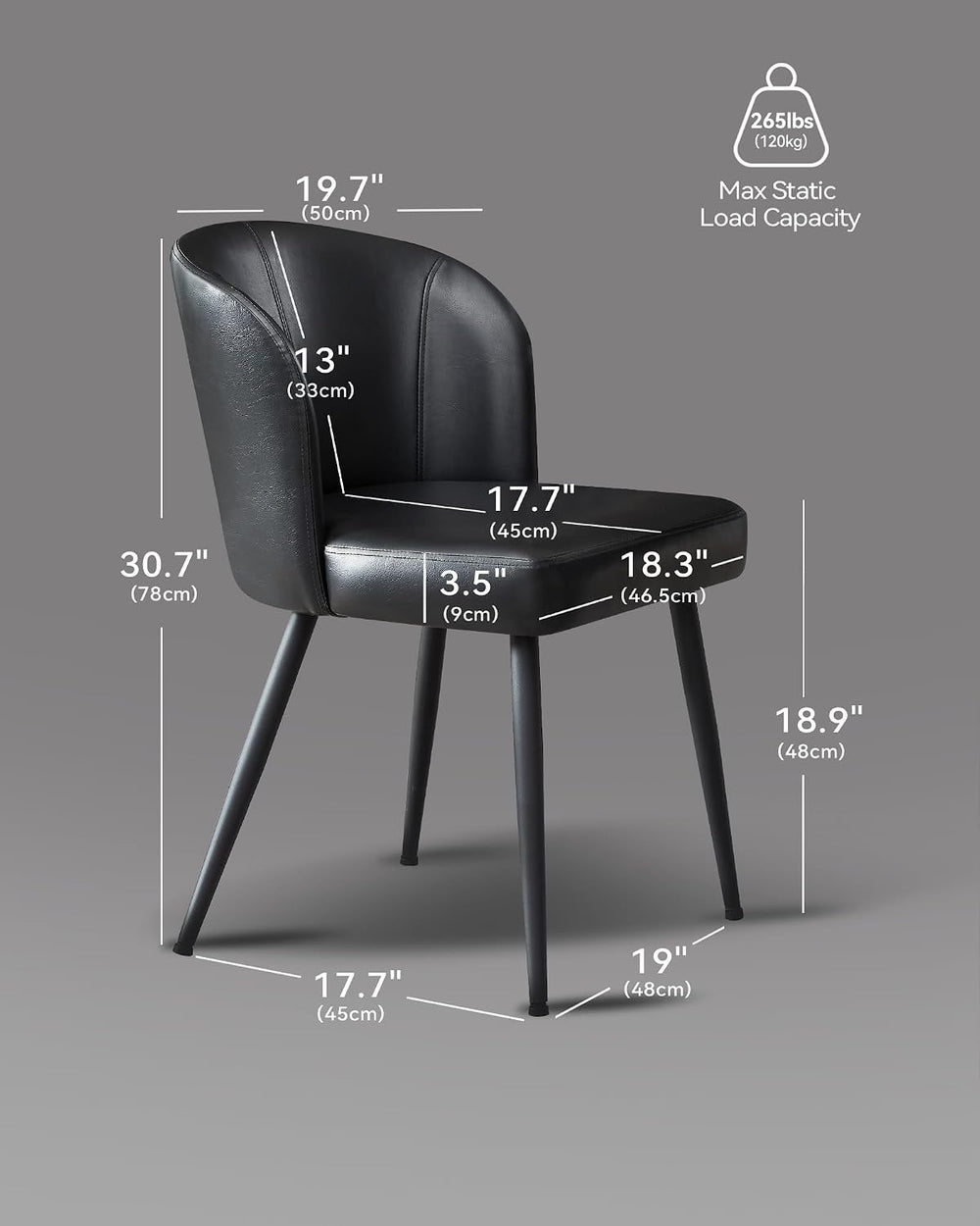 BedsPick Dining Chairs Set of 6 - PU Leather Kitchen Chairs with Metal Legs, ...