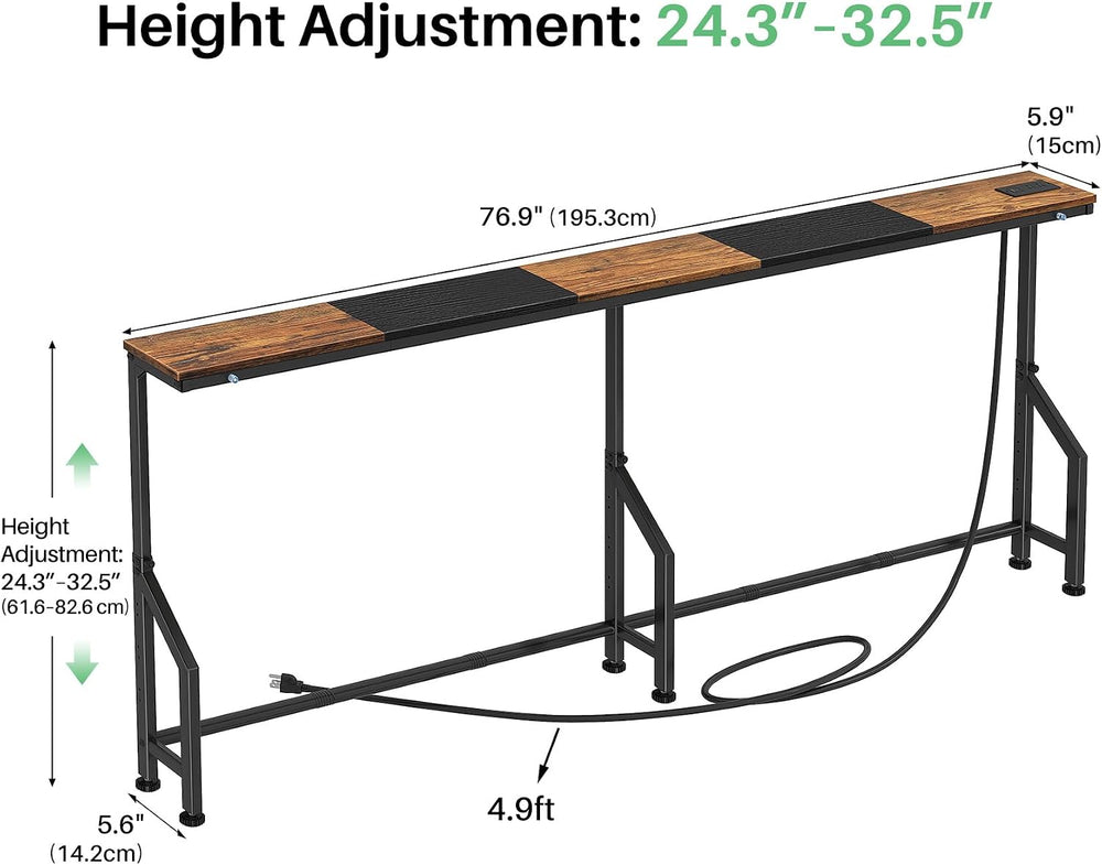 Kitstorack 76.9" Narrow Console Table with Power Outlet for Living Room