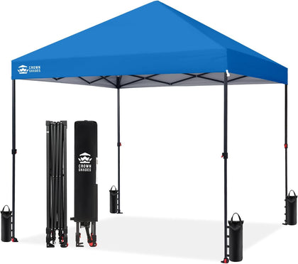 CROWN SHADES 8x8 Pop Up Canopy, Outdoor Canopy Tent, Blue