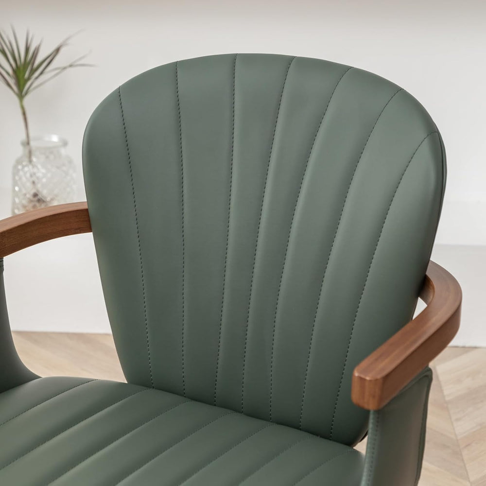 LUNLING Swivel Dining Chairs Set of 4, Mid Century Modern Green Faux Leather ...