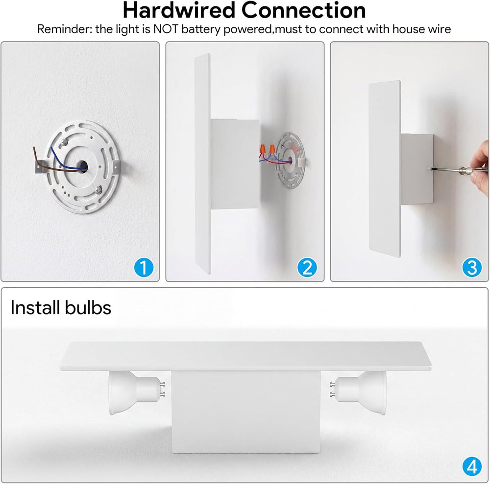 Tipace Hardwired White Wall Sconces,3000K Modern Wall Lights Led Indoor Wall ...