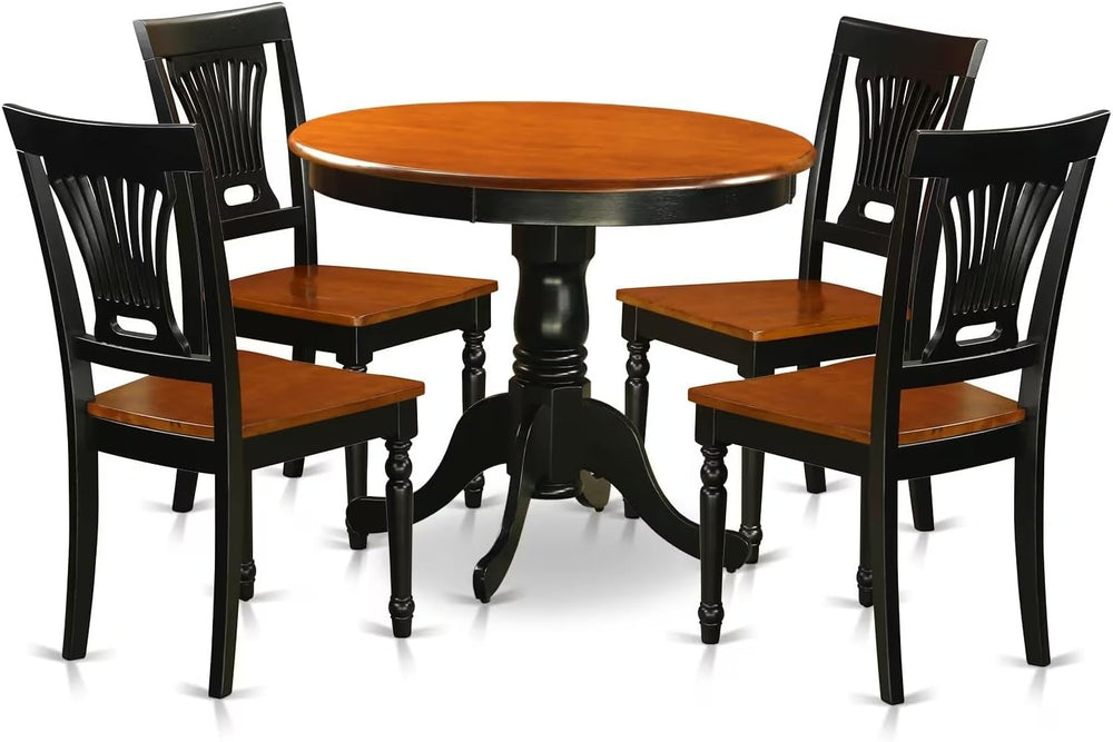 East West Furniture ANPL5-BLK-W 5 Piece Kitchen Table & Chairs Set Includ...