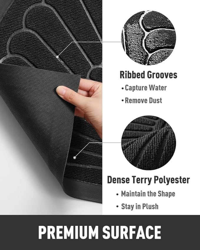 tchdio Door Mat Outdoor Indoor Entrance Doormat-Semicircular Durable Rubber N...