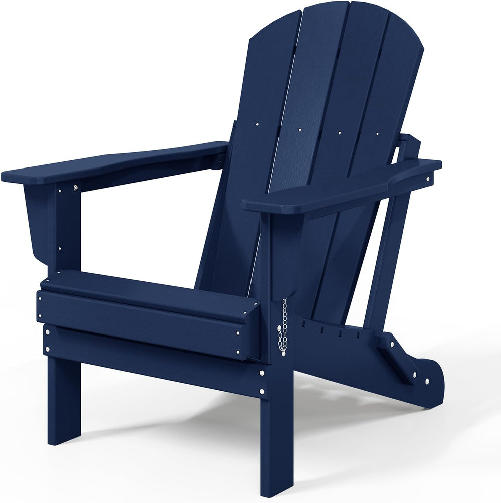WestinTrends Malibu Outdoor Patio HDPE Folding Adirondack Chair, Navy Blue