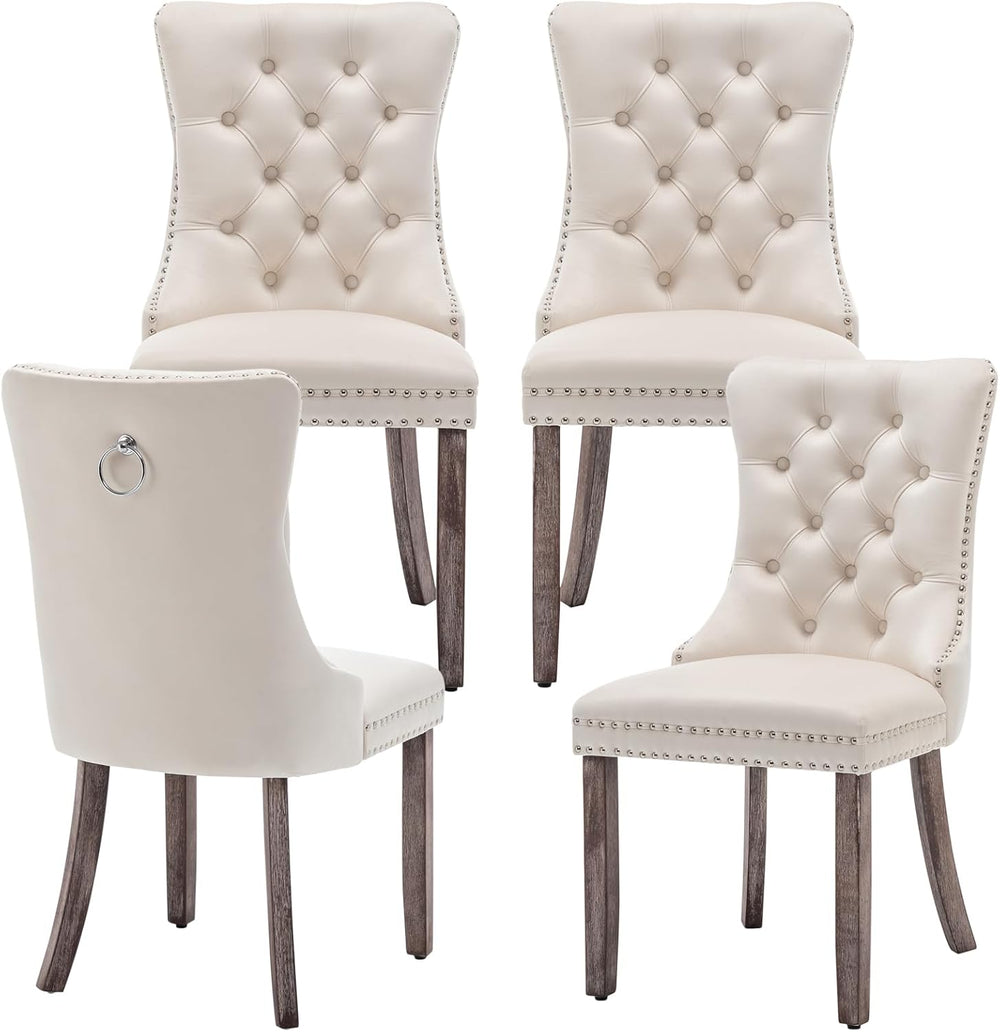 Eifizek Dining Chairs Set of 4 Upholstered Chairs with Tufted Back, Beige