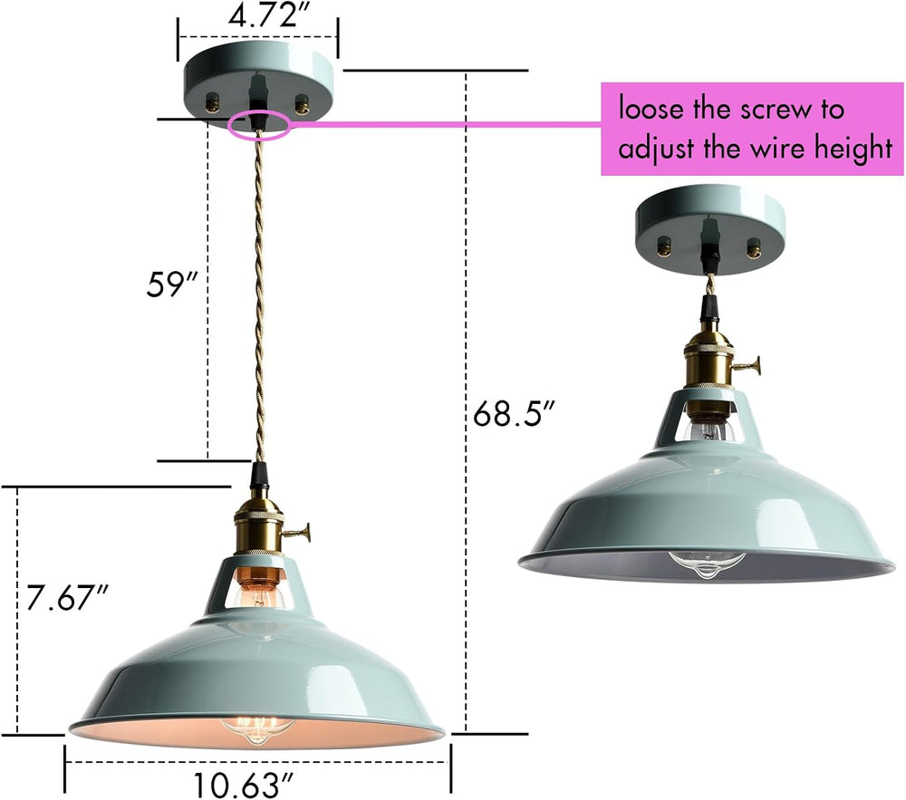 CLAXY Modern Pendant Light Sea Blue Dimmable Kitchen Hanging Light Fixture