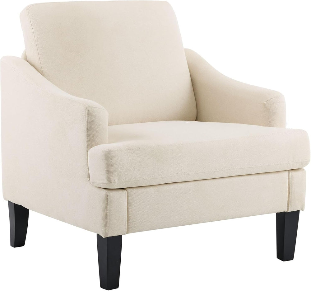 Bezseller Modern Accent Chair with Wood Legs, Beige