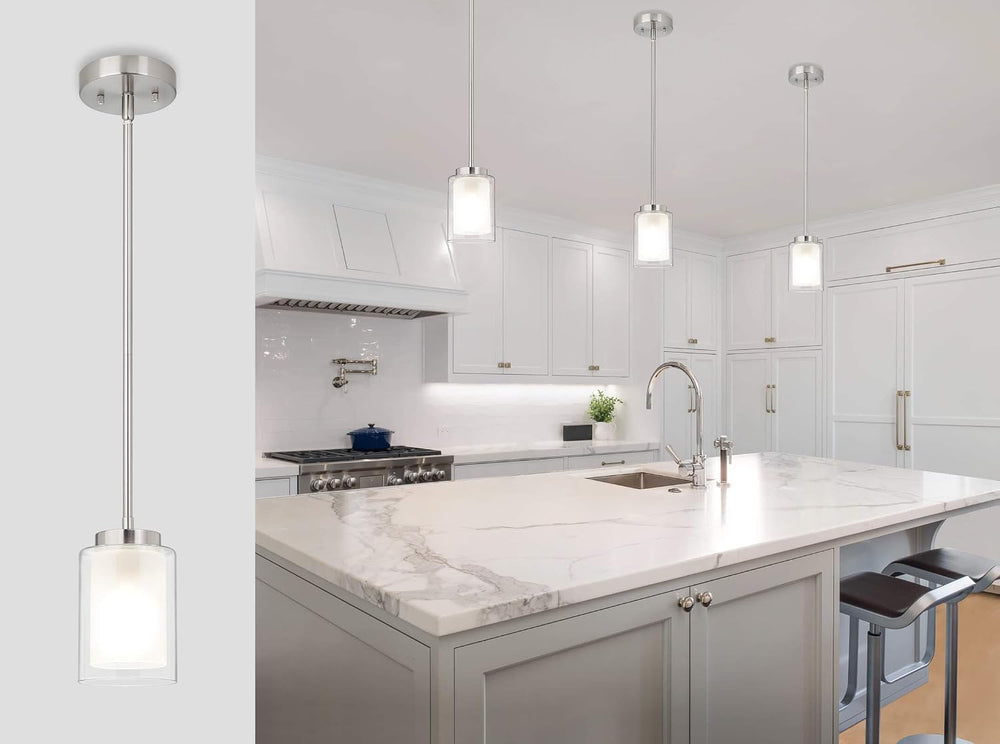 XiNBEi Lighting Modern Pendant Lighting for Kitchen Island Brushed Nickel