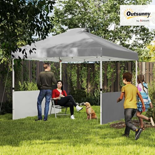 outsunny 10' x 10' pop up canopy tent shown in use
