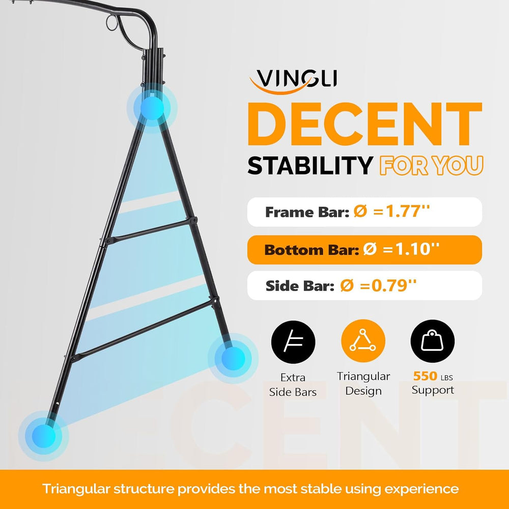 VINGLI Heavy Duty Porch Swing Stand, 660 LBS Steel Frame, Black