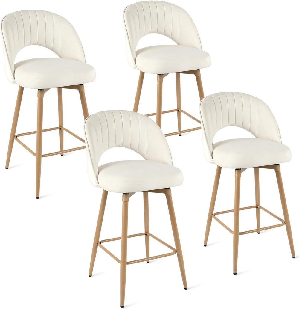 Swivel Bar Stools Set of 4, Counter Height Barstools for Kitchen Island, 26&q...