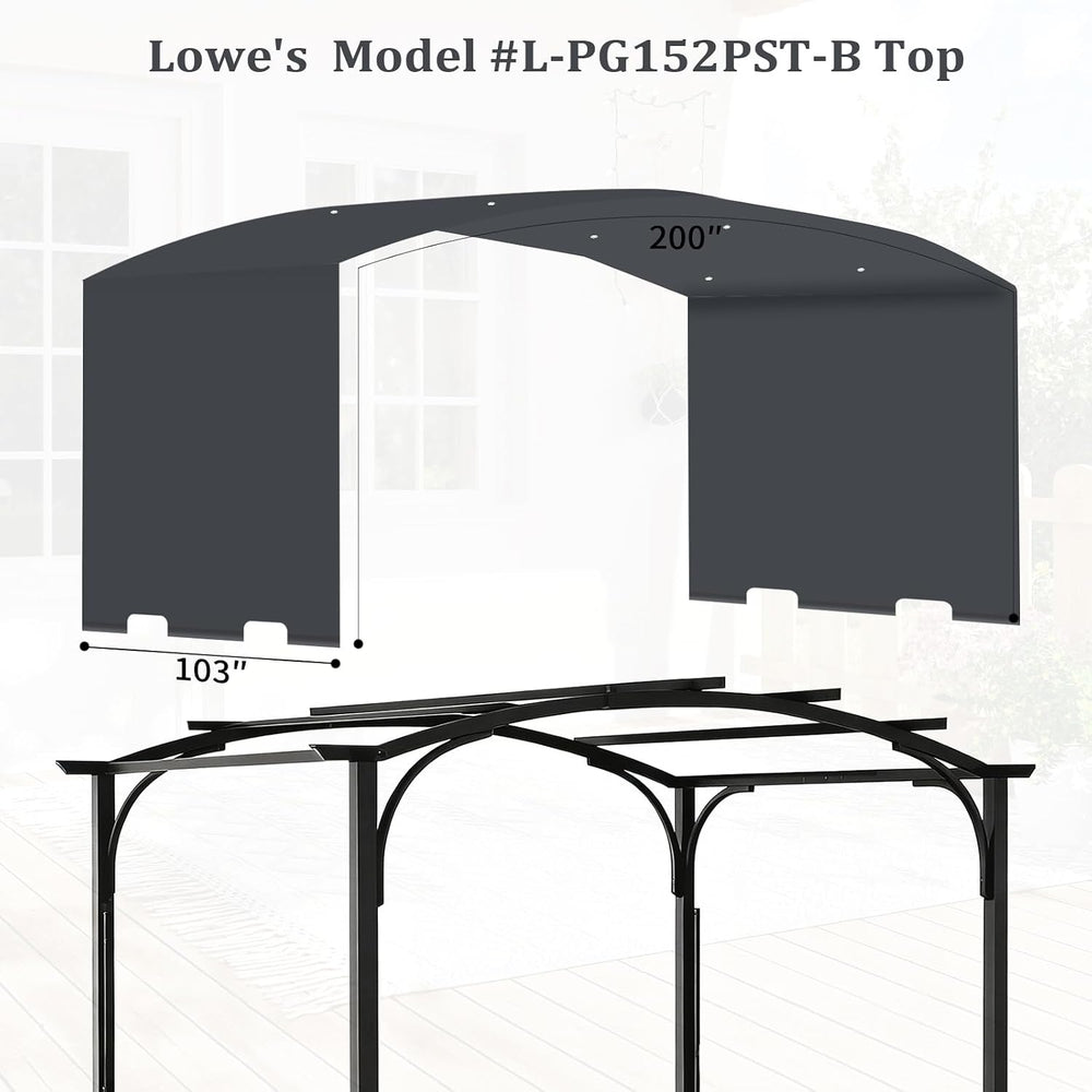 slashome 200 x 103 Pergola Replacement Canopy, Fits L-PG152PST-B, Dark Gray