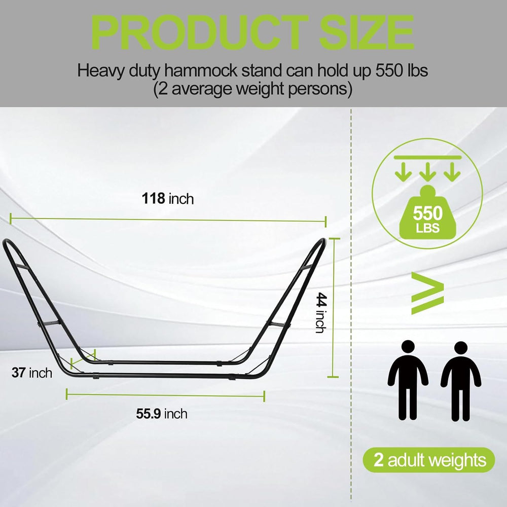 Duble Heavy Duty Steel Hammock Stand for Outside, 550 LBS Capacity
