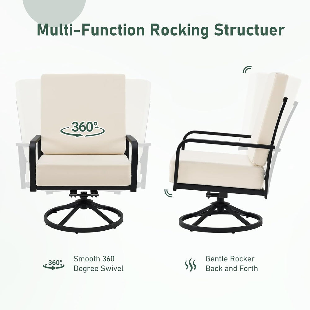 Furnimart 360° Swivel Rocker Patio Chairs Set of 2 with Coffee Table, 3-Piece...