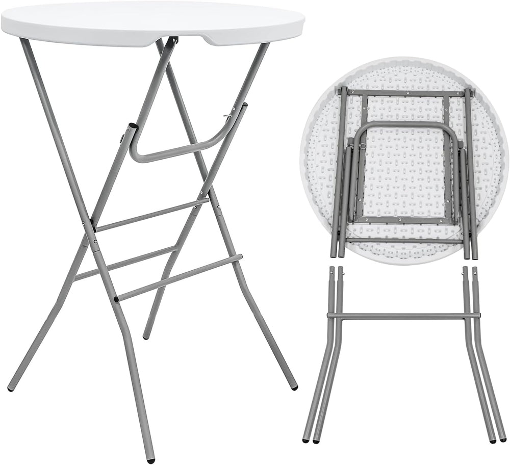 31.5" L X 31.5" W X 43" H - Cocktail Table White High Top Fold...