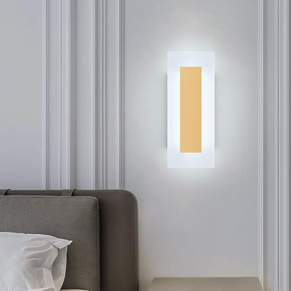LMQNINE Modern LED Acrylic Gold Wall Sconce White Light 6000K for Bedroom Cor...