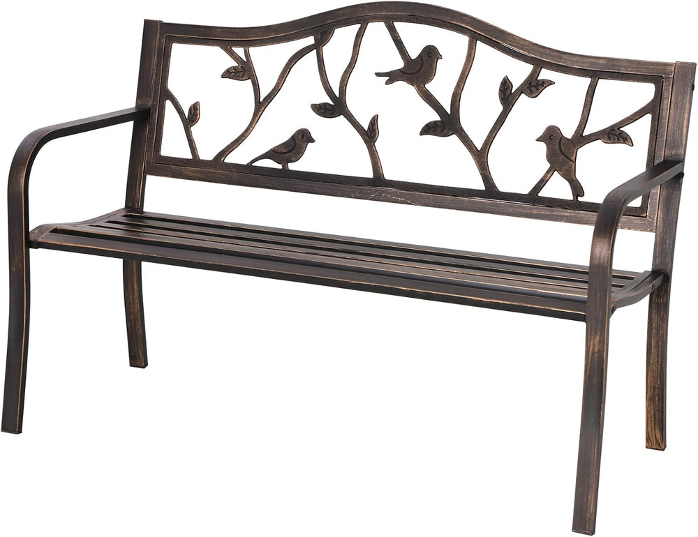 Sophia & William 50 Inches Outdoor Bench for Patio and Park, Bird Bronze