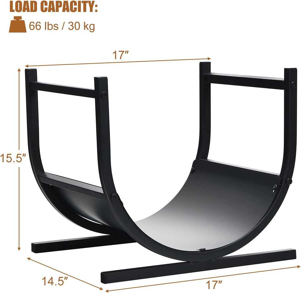 Goplus Firewood Rack, 17” U-Shaped Heavy-Duty Iron Log Rack with Stable Base ...