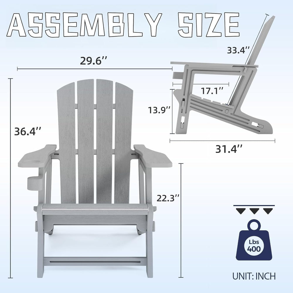 Adirondack Chair, All Weather Plastic Adirondack Chairs, Fire Pit Chairs with...