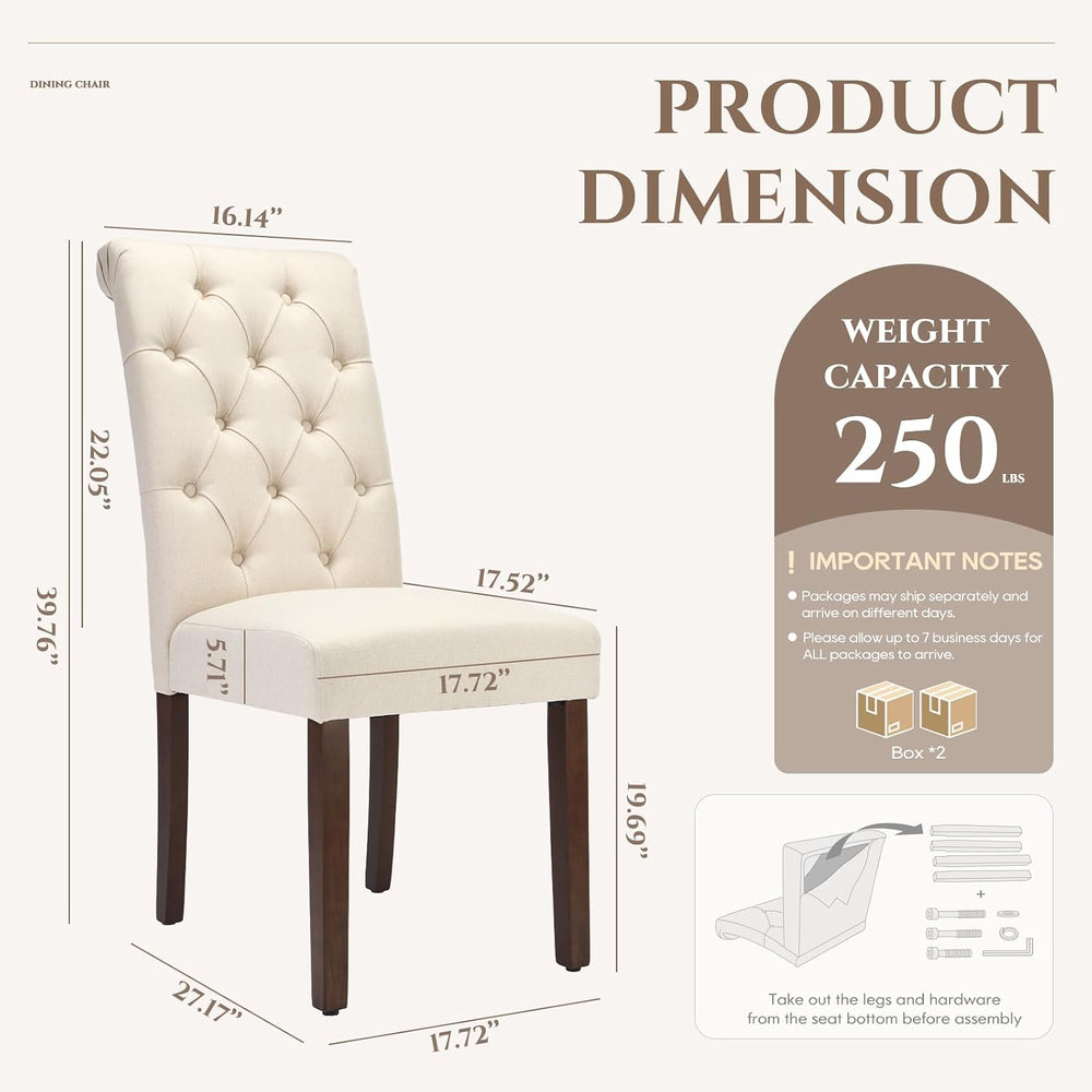 COLAMY Tufted Dining Chairs Set of 4, Accent Parsons Diner Chair Upholstered ...