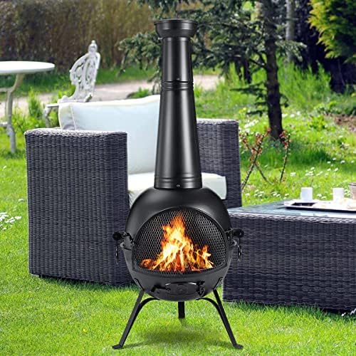 SINGLYFIRE Prairie Fire Outdoor Chiminea Fireplace Deck or Patio Backyard Woo...