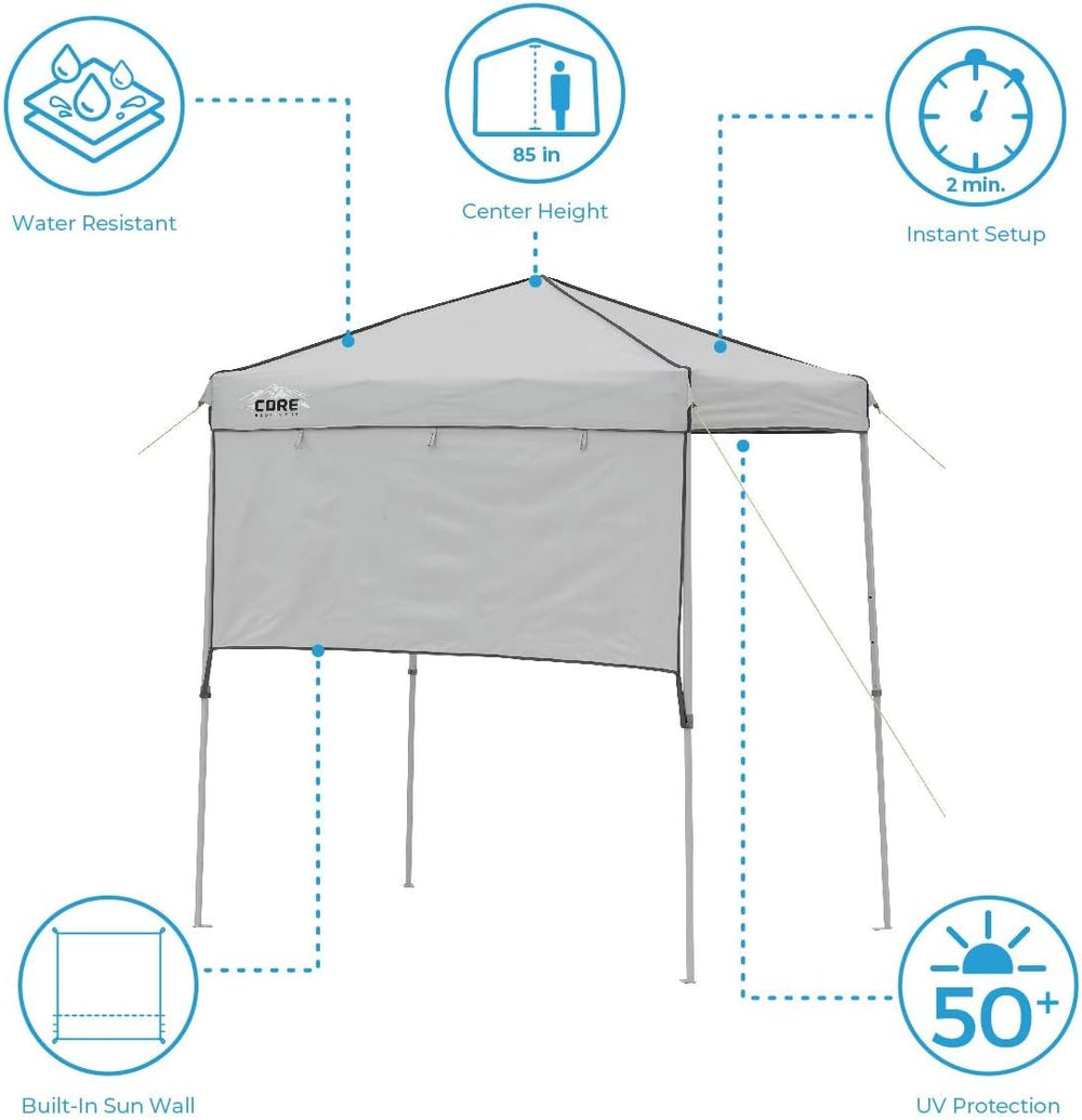 CORE 6 x 4 Instant Canopy Tent with Half Sunwall