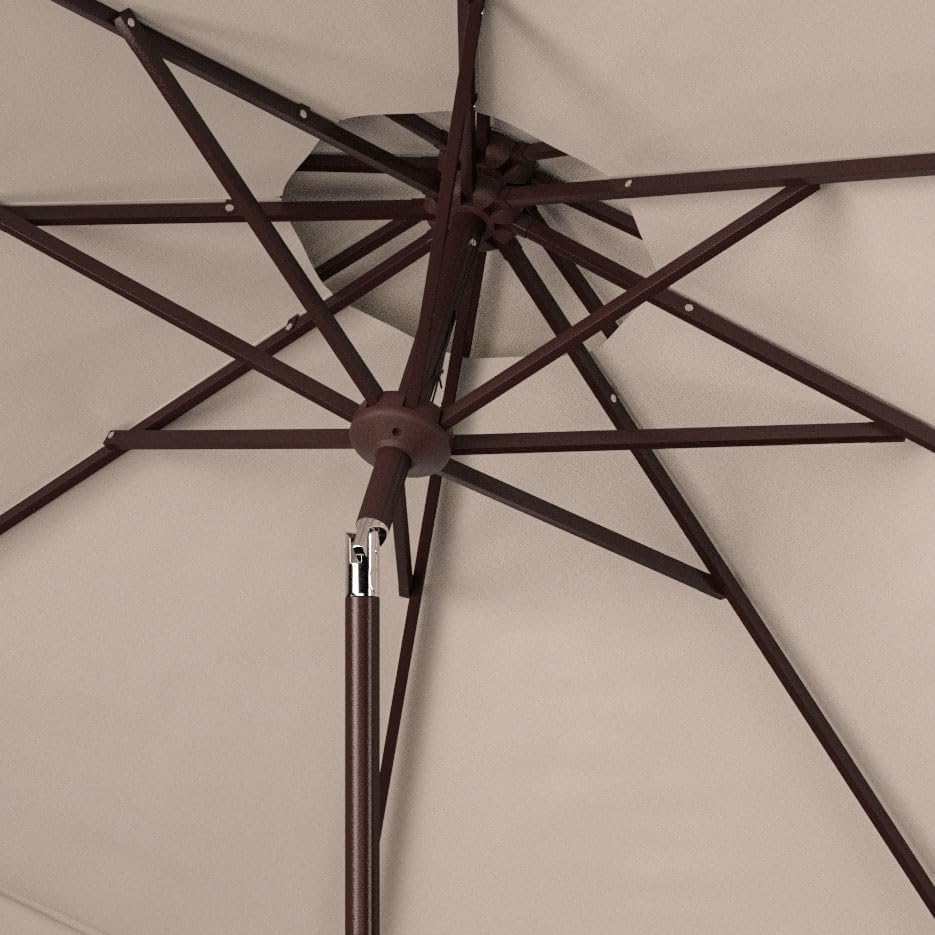 SAFAVIEH Outdoor Valance Double-Top Umbrella, 9-Foot Beige & White PAT8206C