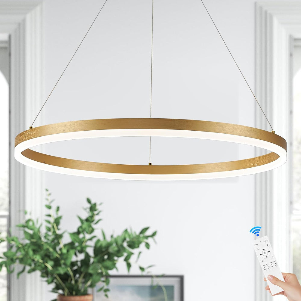 Modern LED Pendant Lighting Ring Chandelier Gold Dimmable LED Chandelier for ...