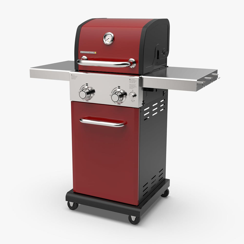 Permasteel 2-Burner Propane Gas Grill, BBQ Grill with Foldable Side Tables &a...