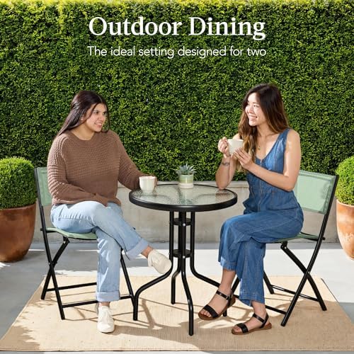Best Choice Products 3-Piece Patio Bistro Dining Furniture Set w/Textured Gla...