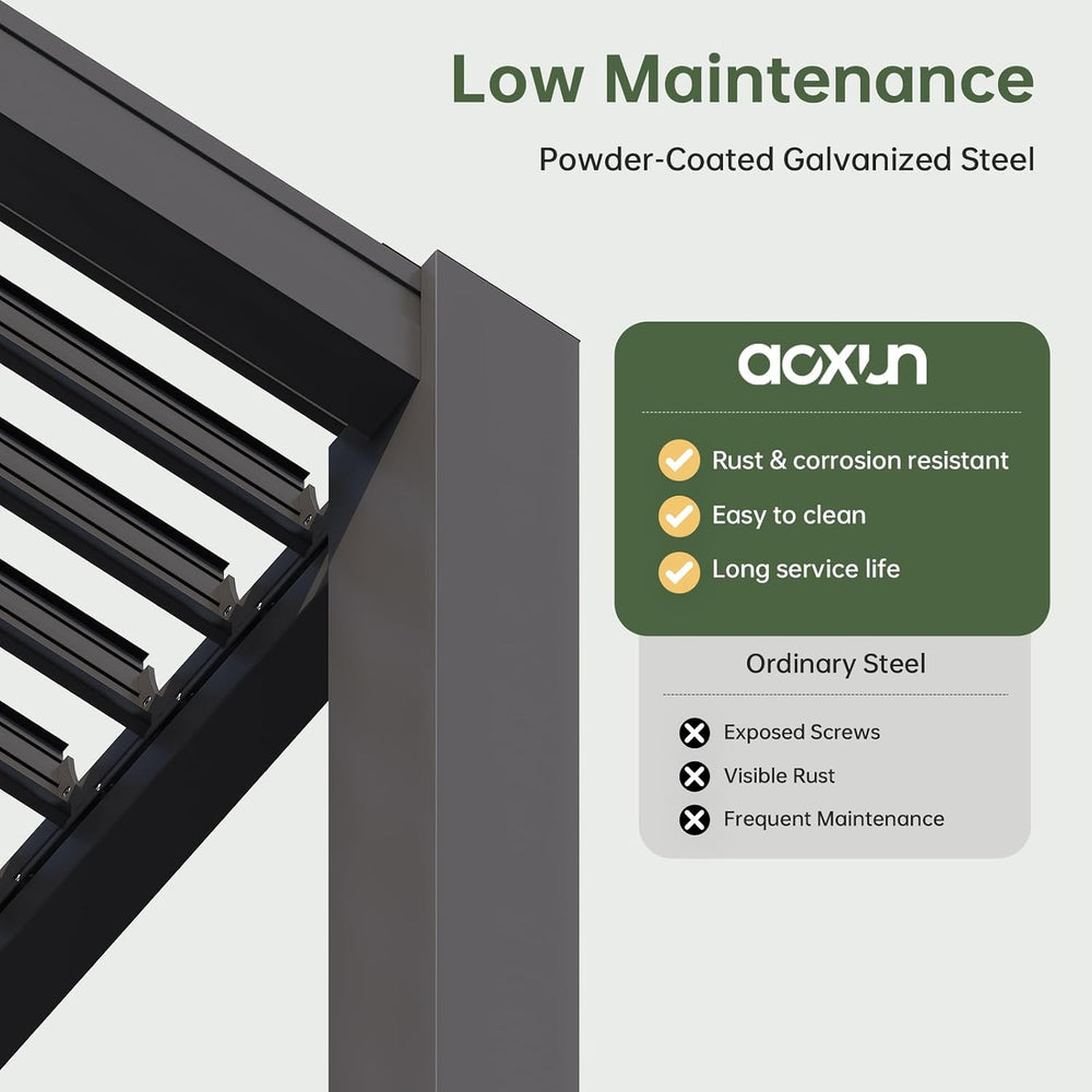 Aoxun Louvered Pergola 10x12, Outdoor Metal Pergola with Adjustable Louvers
