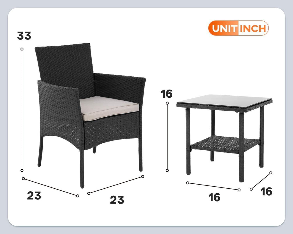 FDW Patio Furniture Sets,3 Pieces Outdoor Wicker Bistro Set Rattan Chair Conv...
