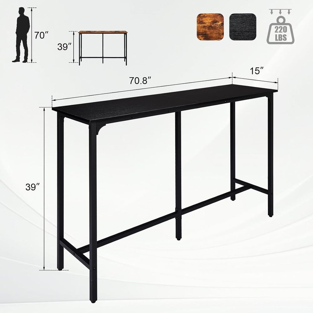 Karl home 71" Bar Table w/Triangular Support, 220 lbs, Black