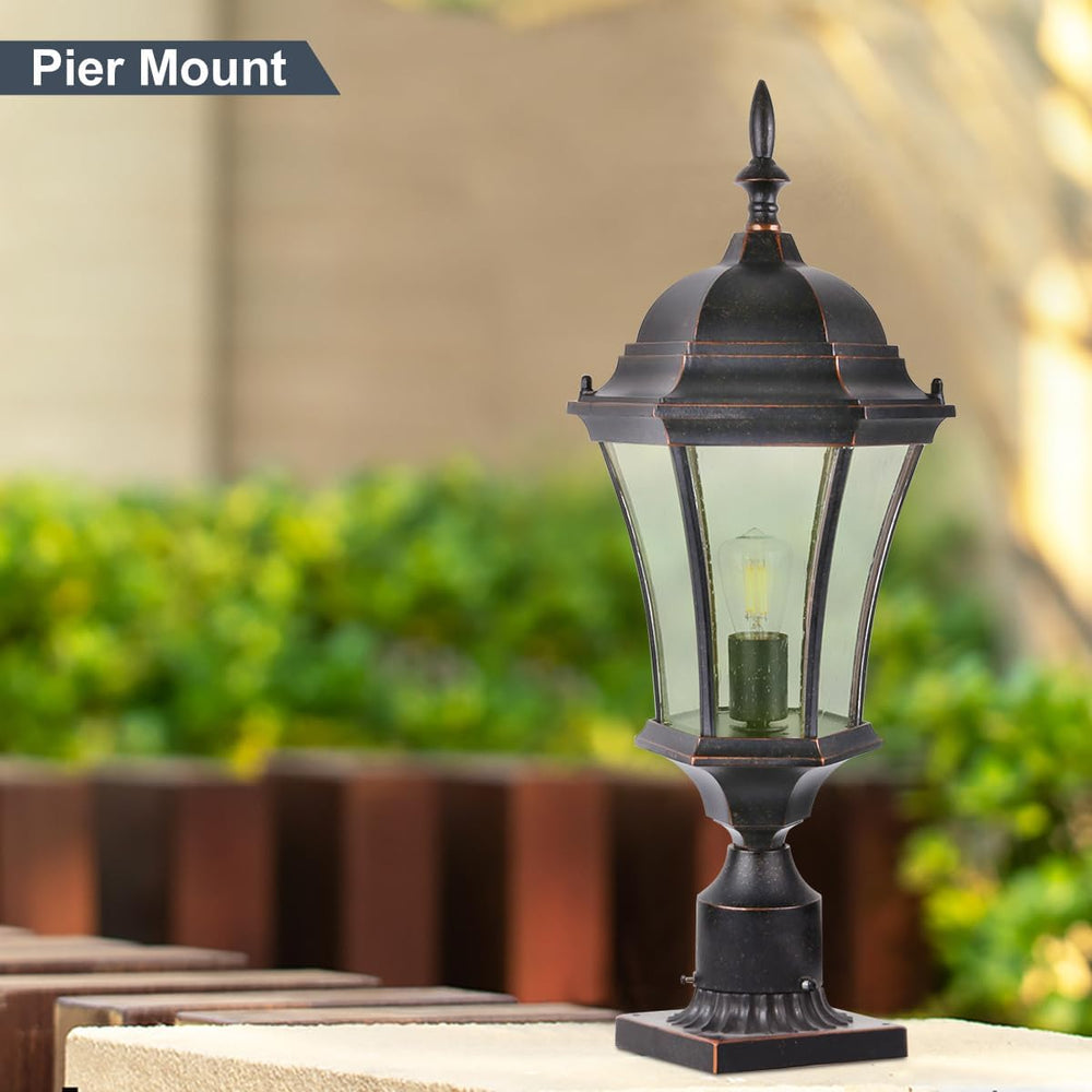 Cast Aluminum 24" Large Outdoor Post Light with 3" Pier Mount, Bron...